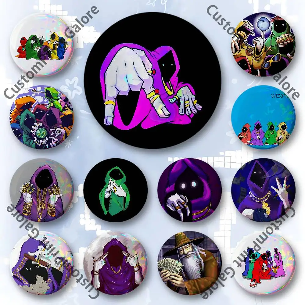 

M-Money W-Wizard Round Custom Badges 75 58 44 32 25 mm Brooch Backpack Hat Enamel Pins Accessories Toys Gifts