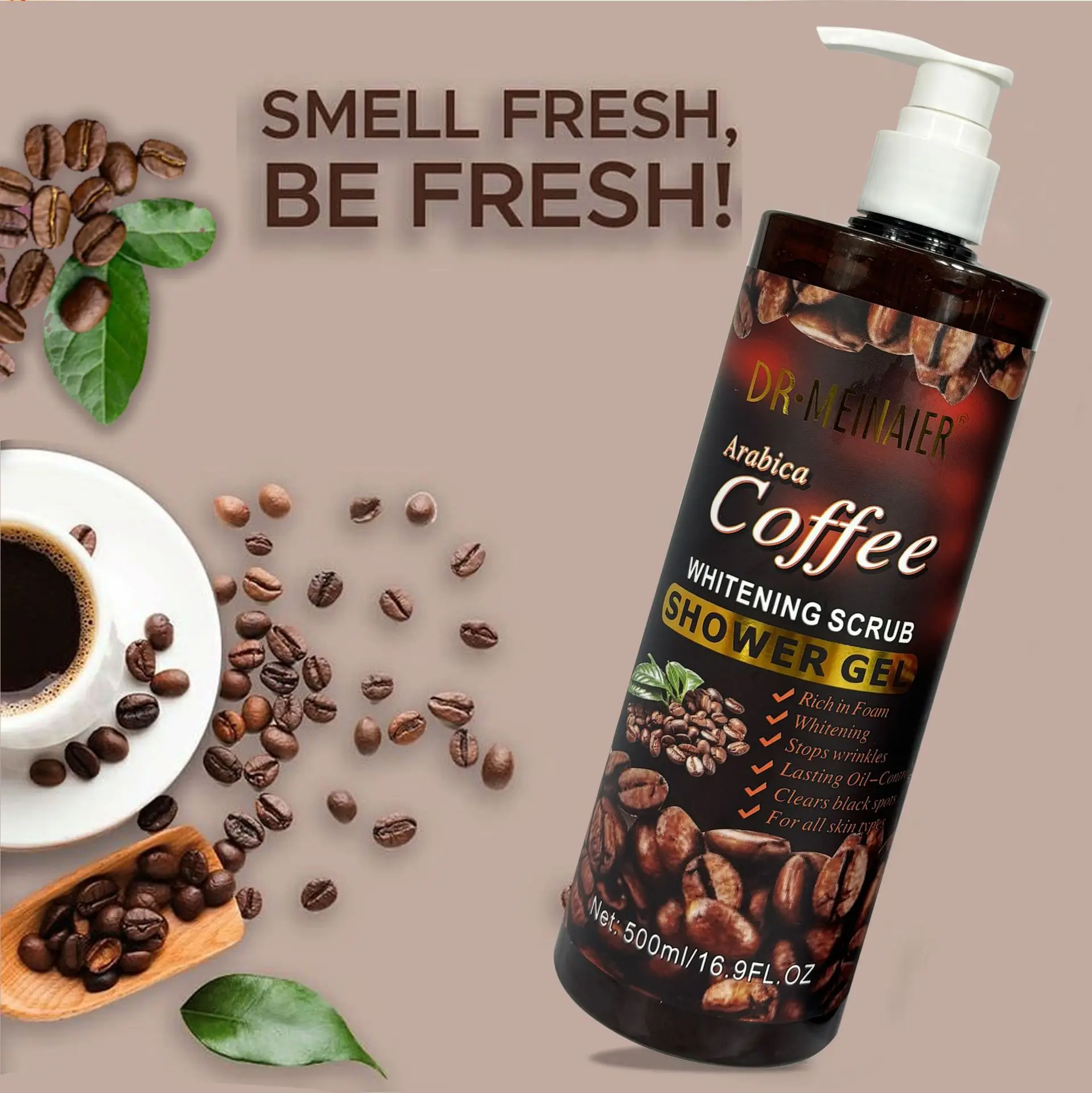 500ml Coffee Exfoliating Shower Gel Deep Cleaning Whitening Body Scrub Gel OIl Control Moisturizing Smooth Skin Body Wash