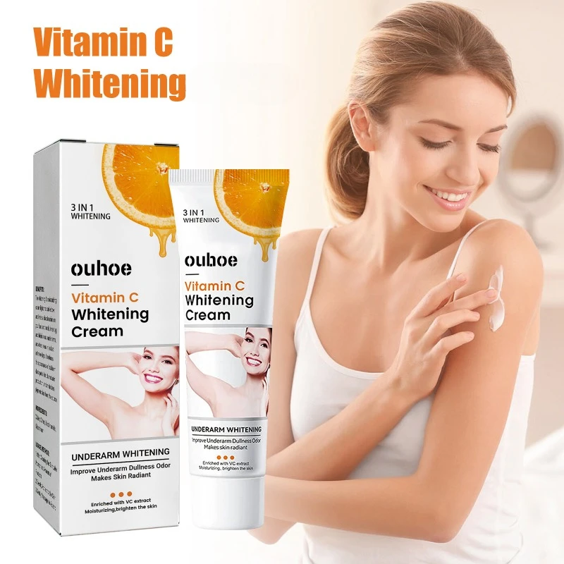 Vitamin C underarm whitening cream elbow knee joint Dark Spot remove melanin inner thigh brighten skin tone improve dullness