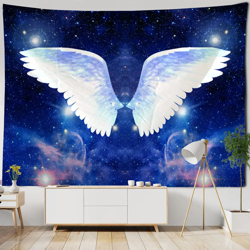 Fantasy Wings Tapestry Wall Hanging Galaxy Universe Background Fabric Bohemian Hippie Living Room Bedroom Wall Decoration