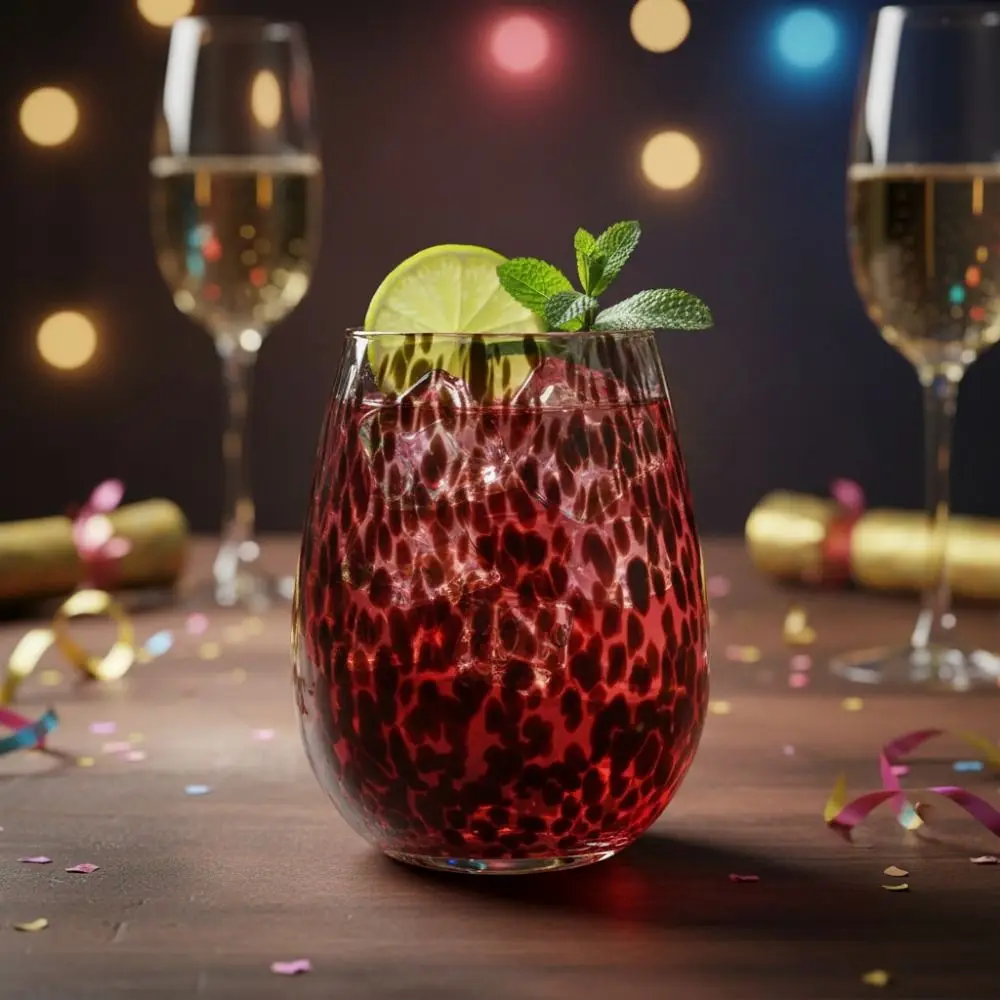 Ins Style Vintage Amber Leopard Goblet Glass Art Style Leopard Spot Highball Glass Heat-resistant Lightweight Drink Cup Bar