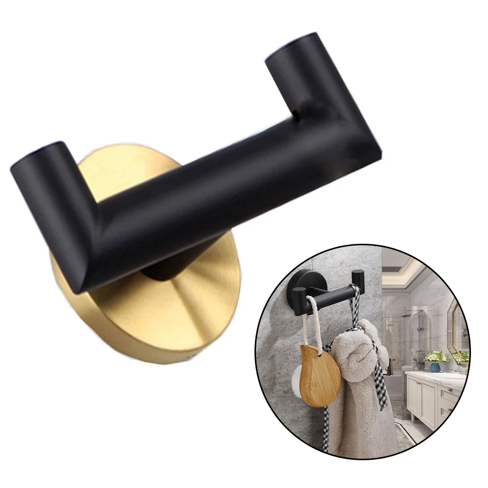 Black And Gold Robe Hook Modern Design Tested For Performance Versatile Usage Contemporary Look Bathroom Accessories