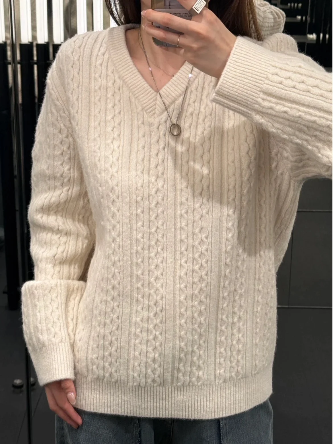 

Heidd осень-зима мягкий вязаный свитер персикового цвета в вертикальную полоску V Ne Long Sve женский повседневный свободный крой теплый термобелье