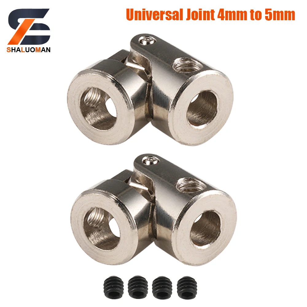 Shaluoman Metal Universal Joint Motor Connector Cardan Joint Connector Universal Coupling Adapter for RC Toy Car 3mm/4mm/5mm/6mm