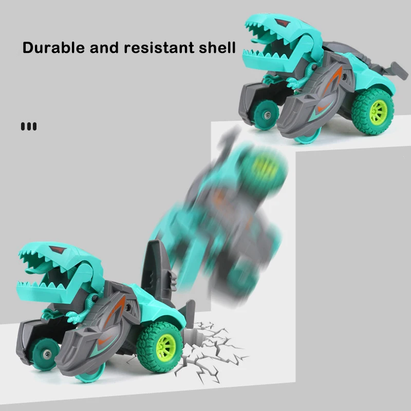 1 Piece Inertial Sliding One Step Action Collision Transform Tyrannosaurus Rex Vehicles Toy Dinosaur Car Deformation Car Toys