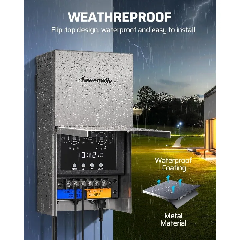 محول مناظر طبيعية بجهد منخفض 300 وات، متعدد المناطق، محول إضاءة المناظر الطبيعية الخارجية مع مستشعر الخلية الكهروضوئية وتيم