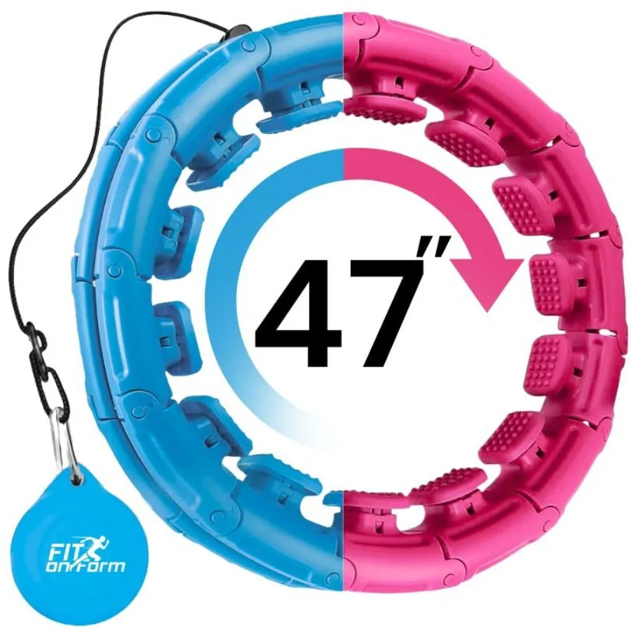 

Blue Pink 47 Inches Infinity Weighted Hula Fit Hoop for Adult Weight Loss 2 in 1 Smart Fitness Exercise Hoop for Women Abs Work