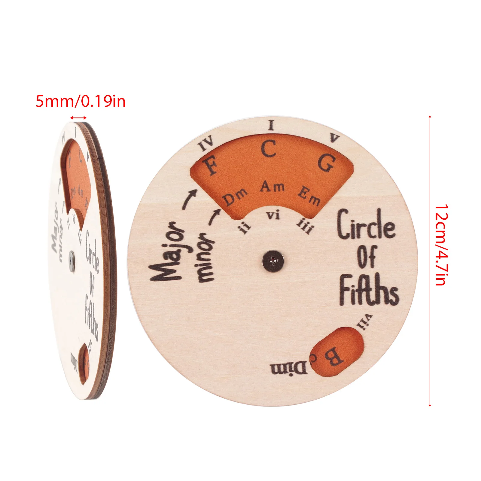 Wooden Circle of Fifths Wheel Melody Tool Chord Wheel Music Theory Learning Tool Fifth Degree Circle for Musicians Melody Tool - view 2