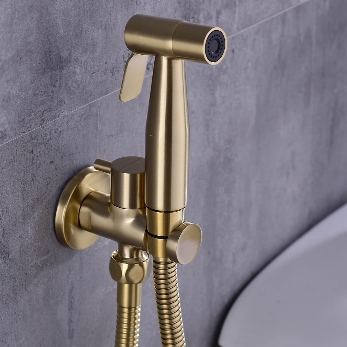 Handheld Bidet Sprayer for Toilet, Stainless Steel Shower Douche Kit with Hose Holder, Bathroom Jet Spray Wash Cloth Cleaner Set