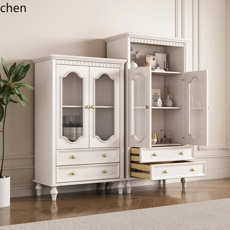 HT  light luxury high and low cabinets solid wood lockers household cabinets living room against the wall wine cabinets display
