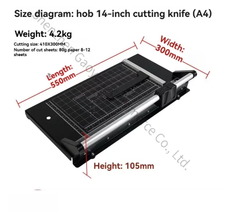 A4 Paper Cutter Paper Cutting Office Roller Knife Artifact Machine A3 Training Class Graphic Printing Shop Hob 14Inch