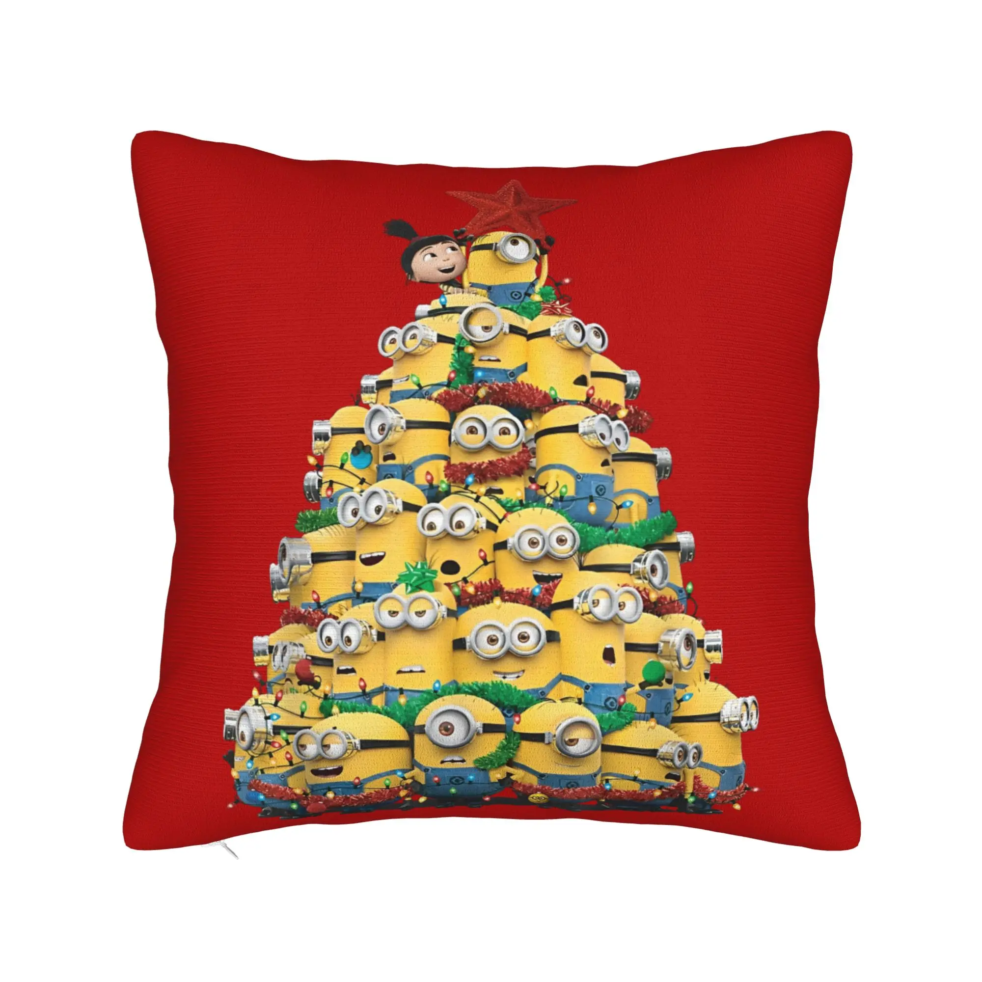 Cartoon M-Minions Christmas Pillowcase Soft Polyester Cushion Cover Decor  Throw Pillow Case Cover Home Square 40X40cm