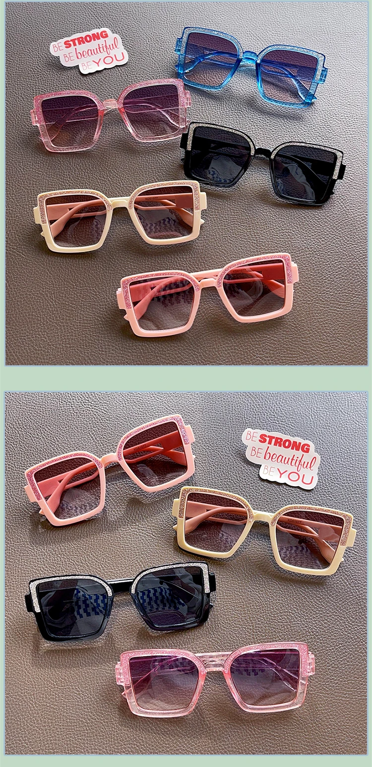 Neue Kinder-Sonnenbrille mit Festem Quadratischem Rahmen UV400 Outdoor Mädchen Jungen Modische Schutzbrille Kinder-Sonnenbrillen – Detail 7