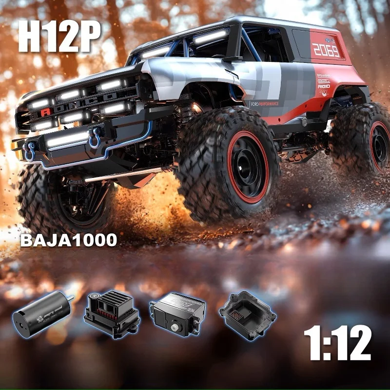 

2025 Mjx Brushless H12p Alloy Large Scale Remote Control Electric Four-Wheel Drive 1/12 Off-Road Climbing Car Toy Vehicle
