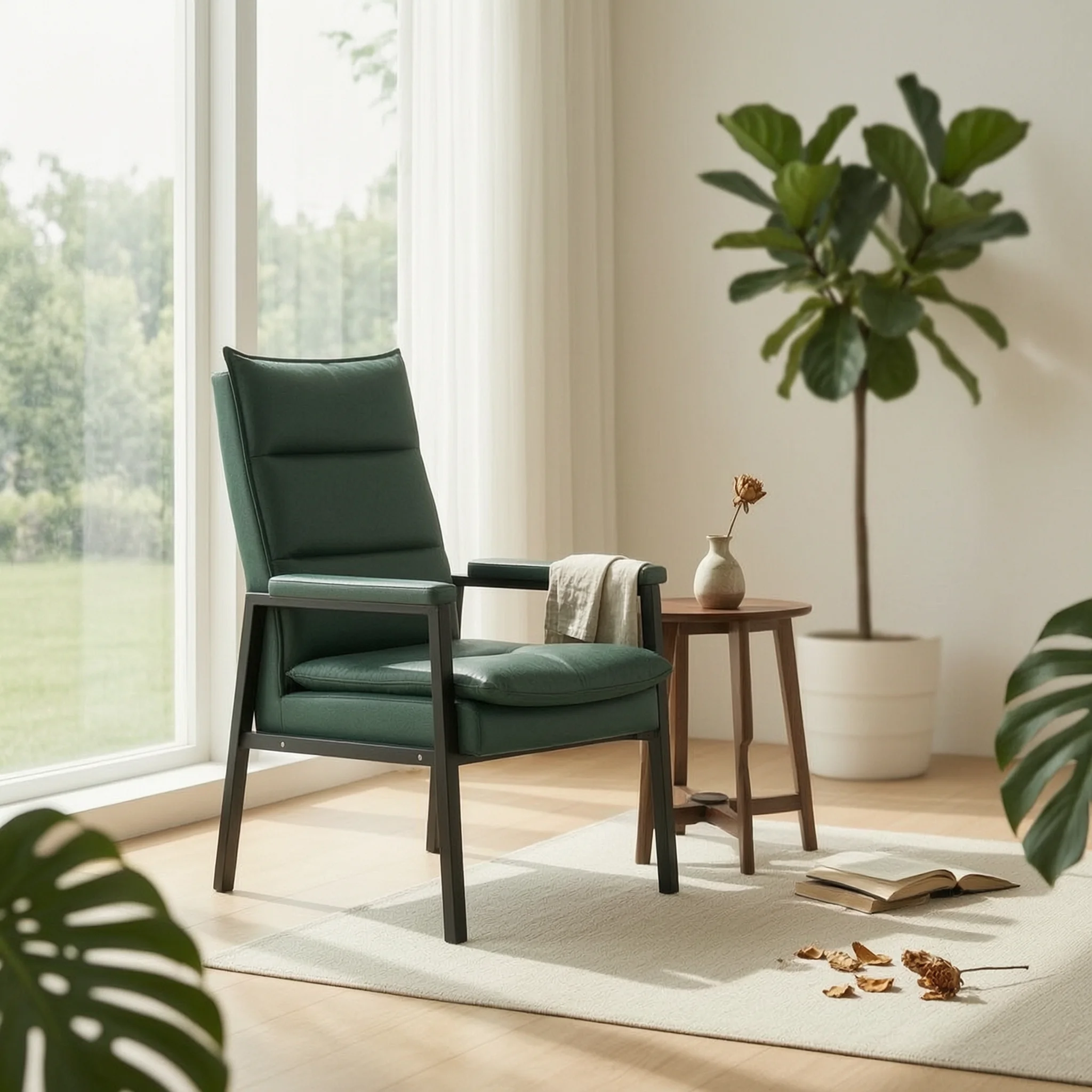 Upholstered Armchair Padded Accent Chair with High Back Accent Chair with Thick Cushion Cozy Furniture Long-Lasting for Gamers