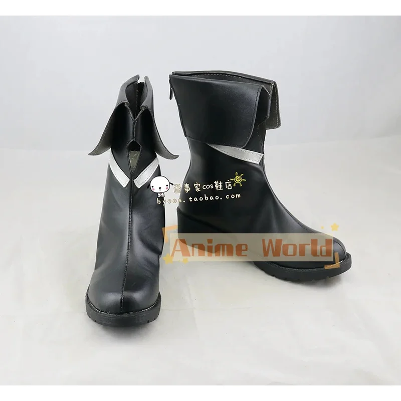 Shirakami Fubuki تأثيري أحذية Youtuber Vtuber تأثيري أحذية هالوين كرنفال الدعامة الأسود بولي أحذية أحذية من الجلد مخصص