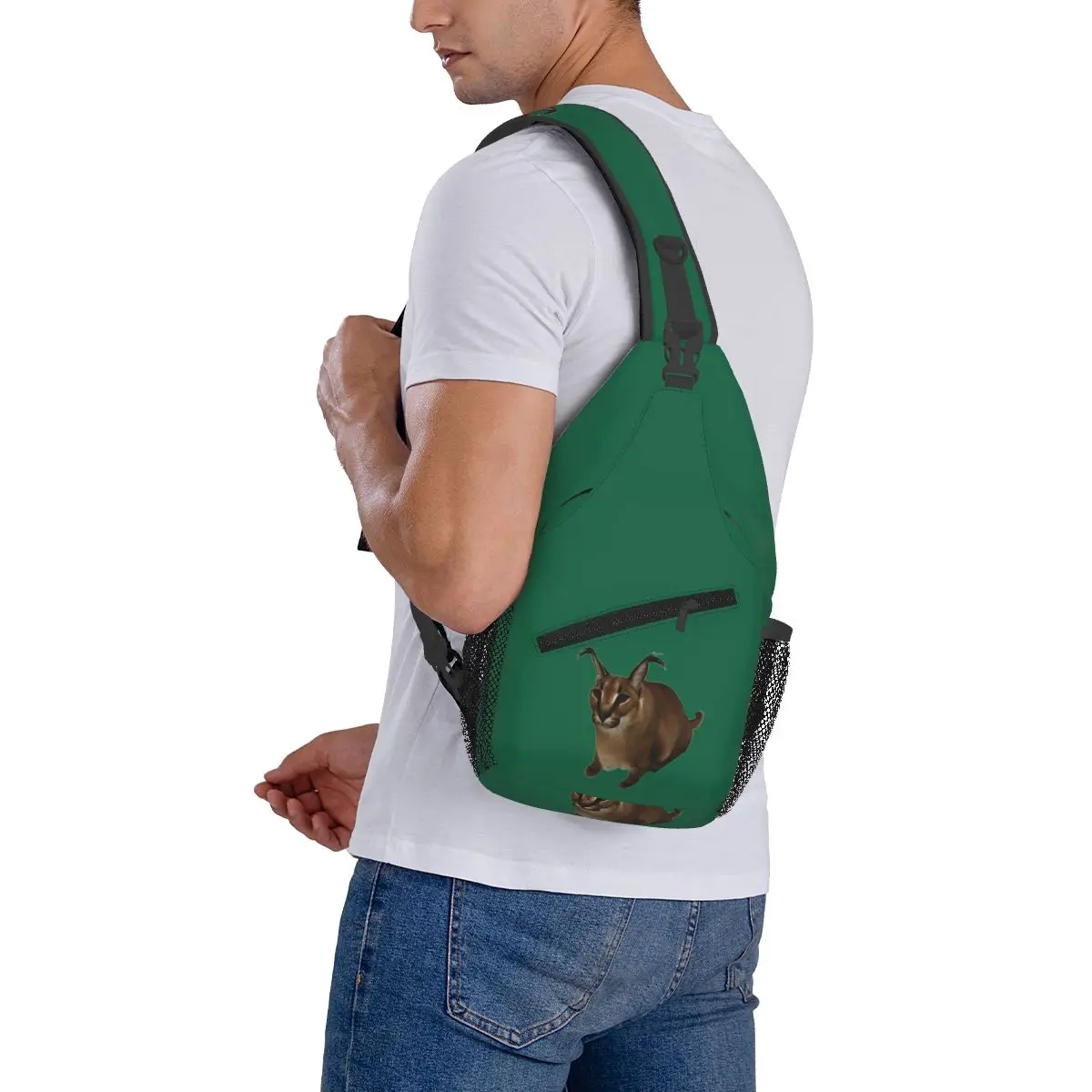 Bolso grande Floppa Animal Cat para hombre, bandolera, bolso de pecho, mochila de viaje, senderismo, bolso de hombro