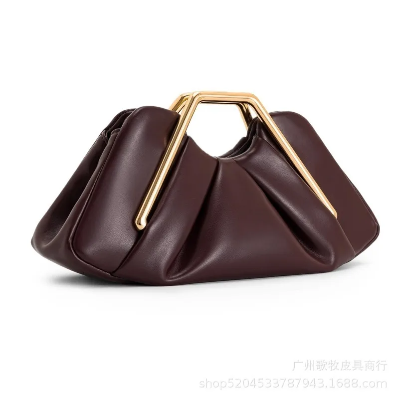 

European and American retro cloud bag, hand-held dinner bag, exquisite and fashionable storage pleated bag