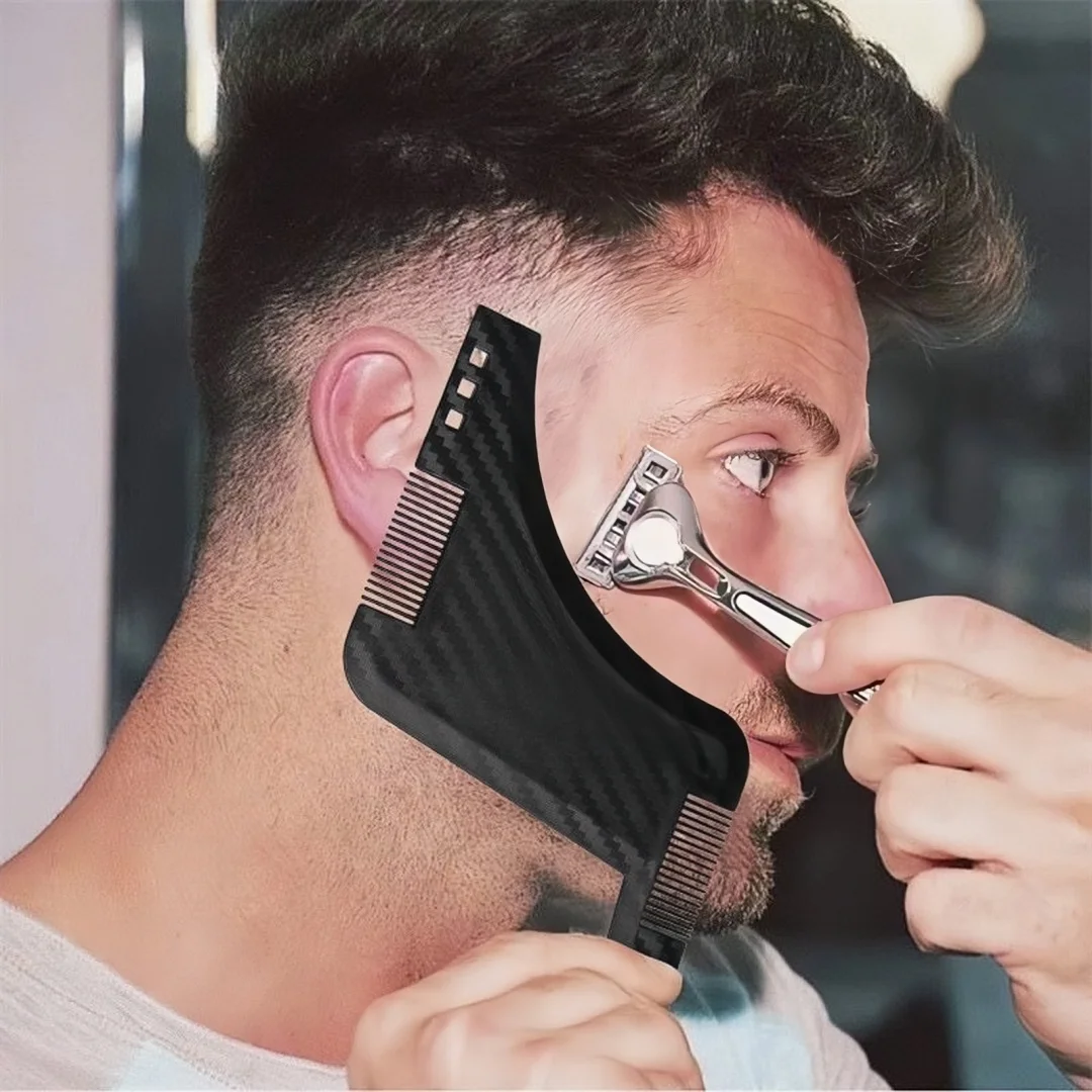 200-مشط لحية للرجال، مشط تصفيف السوالف مع فرشاة، مشط قالب تشذيب اللحية بالكامل، مشط تصفيف اللحية #3