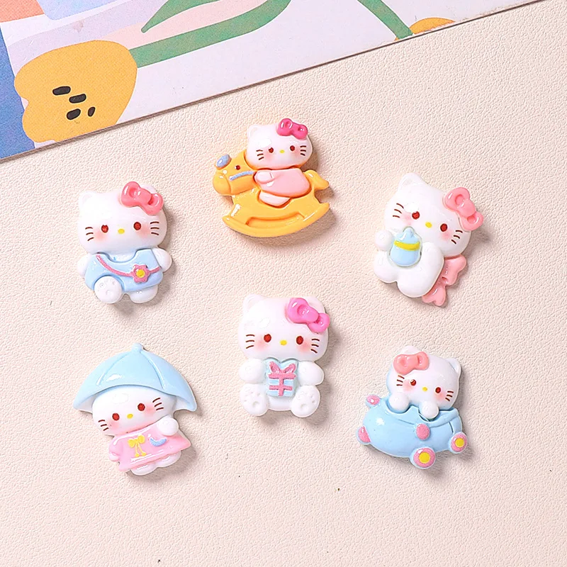 5pcs Play Hello Kitty resin flatback cabochons diy jewelry making materials handmade junk case charms