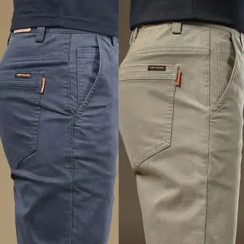 2025 Summer Thin Cotton Men's Casual Pants Trendy Versatile Elastic Light Business Trousers Work Formal Slim Straight Pants 2