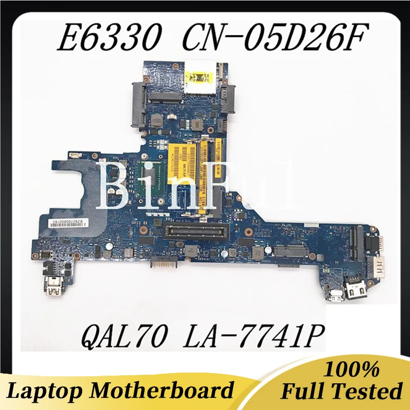 

5D26F 05D26F CN-05D26F For DELL Latitude E6330 Laptop Motherboard QAL70 LA-7741P W/ SR0N2 I3-3110M CPU QM77 DDR3 100% Tested OK