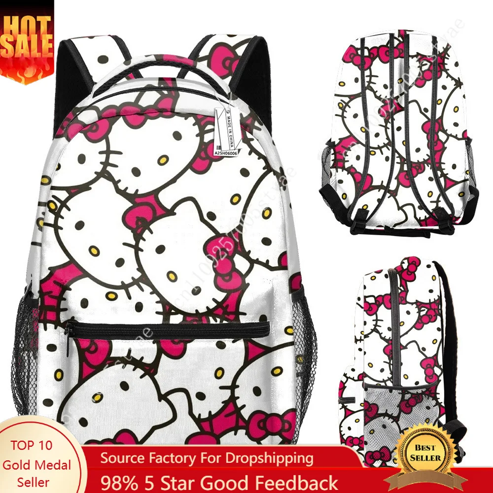 

Школьный рюкзак Sanrio Hello Kitty для девочек, новый дизайн, легкий, вместительный, с мультяшным рисунком, сумка через плечо для учеников начальной школы