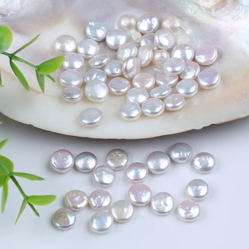 

9-10mm Loose Pearls Natural White Coin Freshwater Beads Jewelry