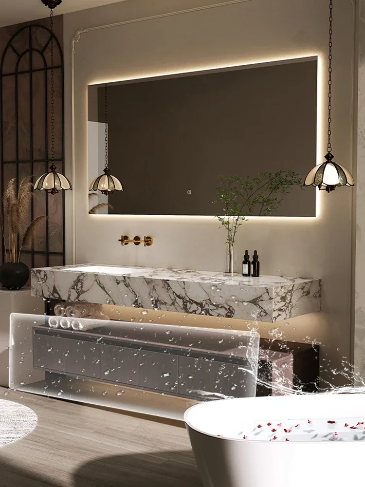 

Rock slab seamless ceramic integrated basin bathroom cabinet combination toilet sink wash hand