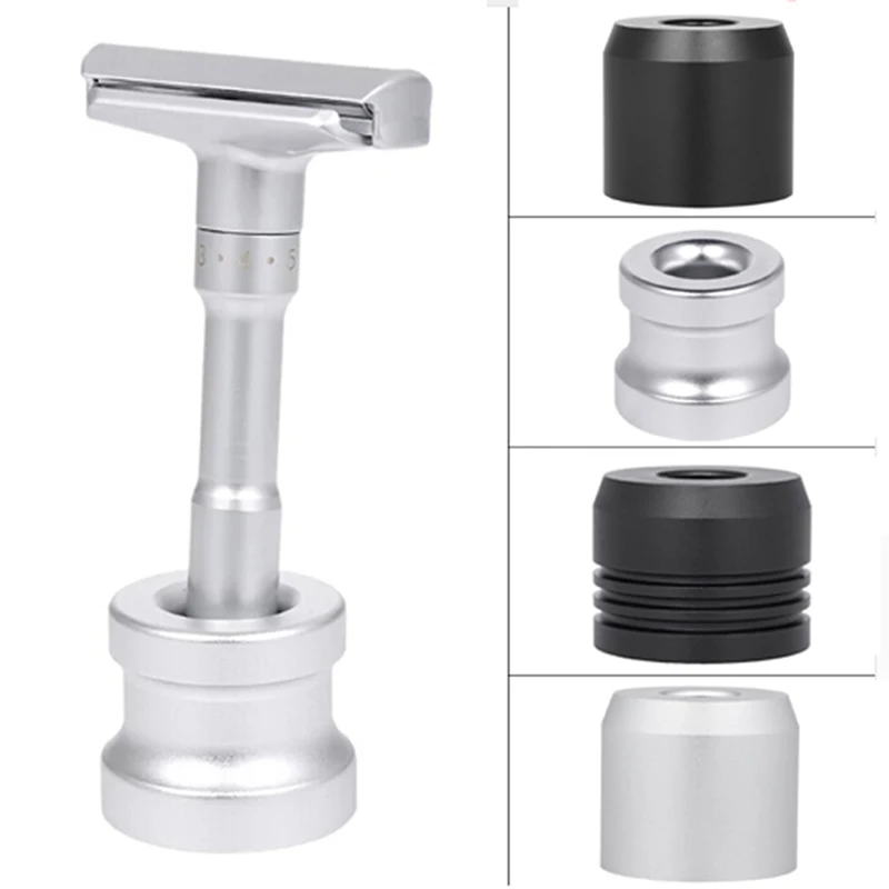 4Styles Round Razor Stand Safety Shaver Base Stable Zinc Alloy Shaving Holder Bathroom Salon Barber Tools (Razor Not Included)