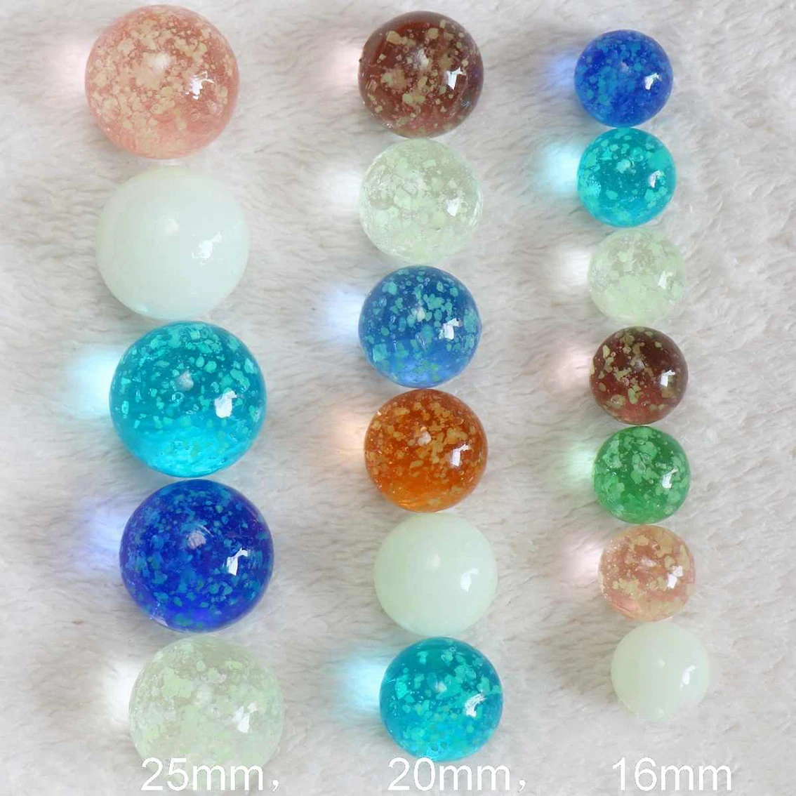 

1-30Pcs Luminous Glass Balls Dia 16mm 20mm 22mm 25mm 30mm Color Decoration Crystal Ball DIY Game Art Pieces