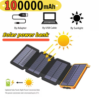 100000mAh Solar Power bank Portable Folding Solar Panels USB Fast charging Outdoor Camping Waterproof Sun Power For iPhone ﻿