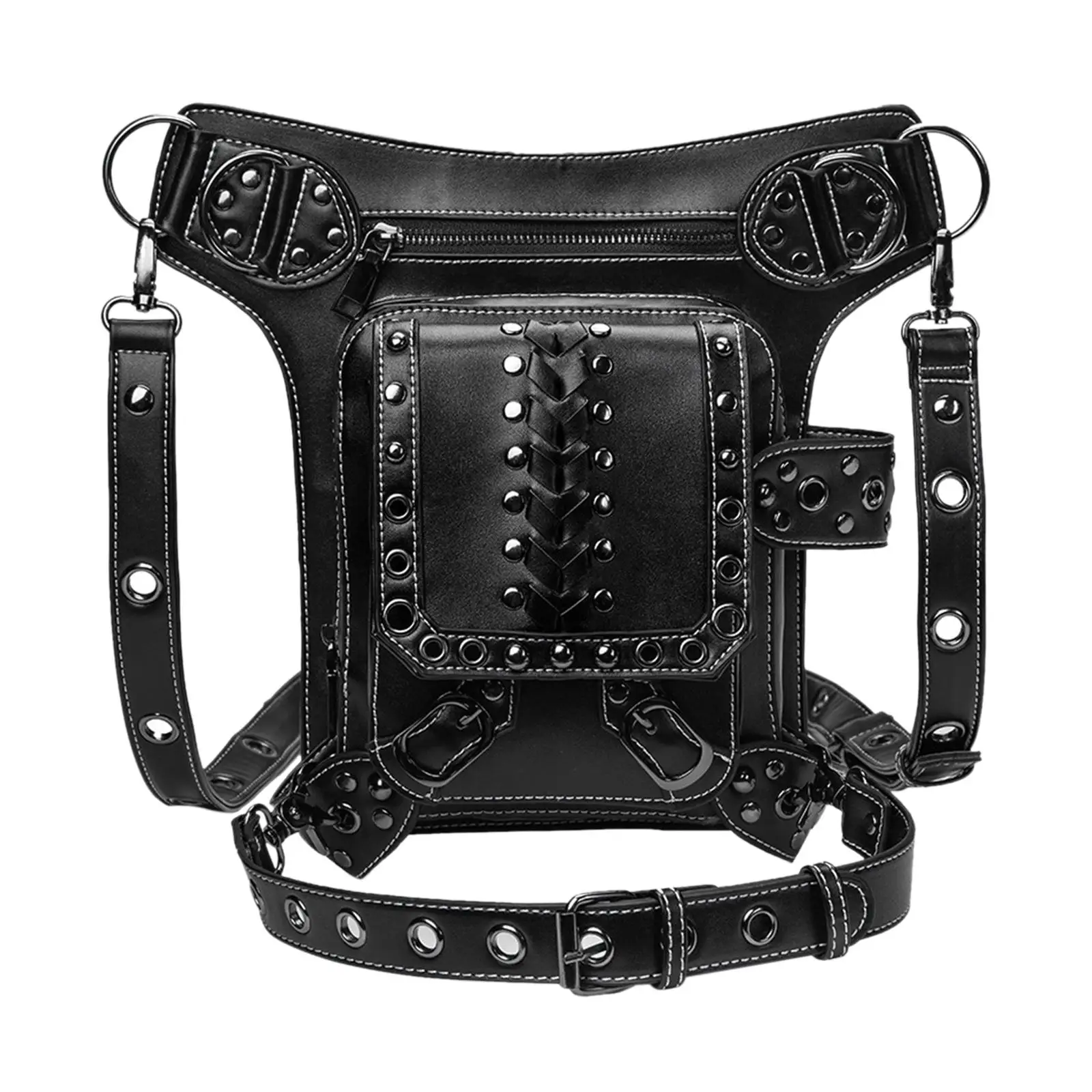 Gothic Steampunk Waist Bag Thigh Leg PU Leather Messenger Bag Satchel Shoulder Bag for Hiking Travel Backpacking Camping