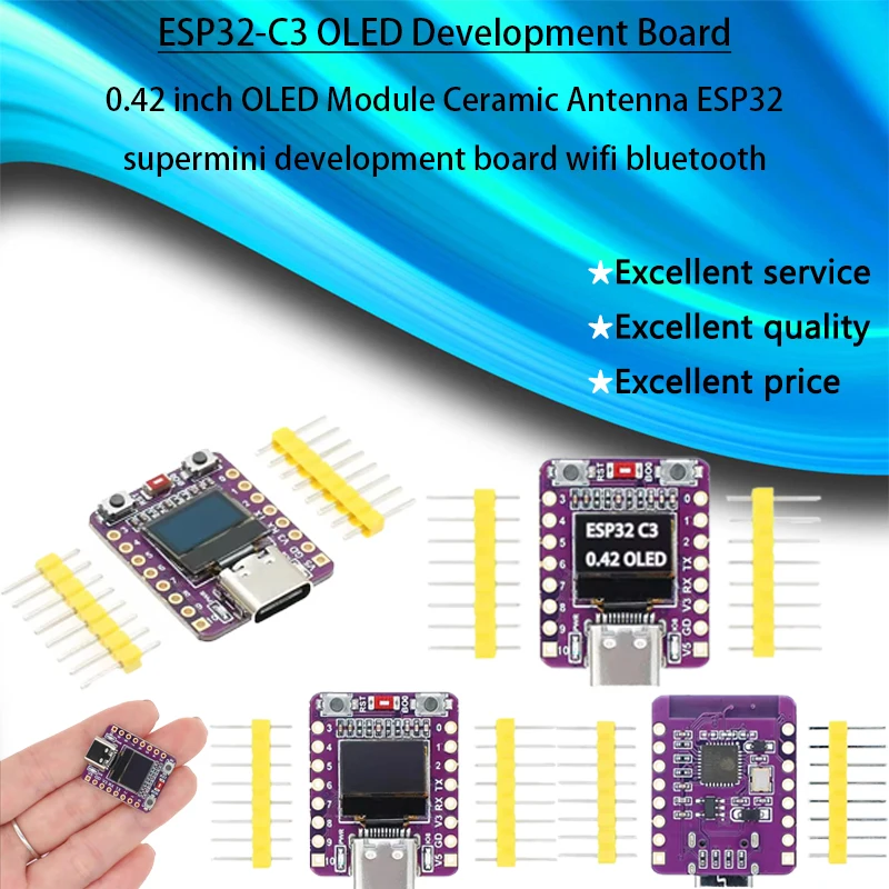 ESP32-C3 OLED development board with 0.42 inch OLED module ceramic antenna ESP32 supermini development board wifi bluetooth