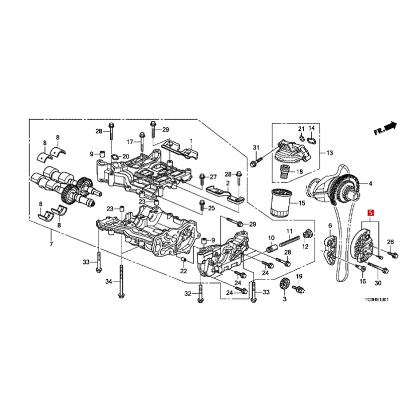 Ho nd a مضخة زيت المحرك (2.4L) سلسلة مضخة الزيت الموتر 13450REZA01/13450-REZ-A01/13450 REZ A01 #2