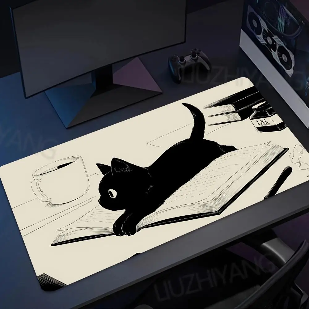

Cute cartoon black cat Mouse Pad Large Office Mouse Mats Xl Gamer Rug Desk Accessories Table Pads Extended Long Carpet Mousepad