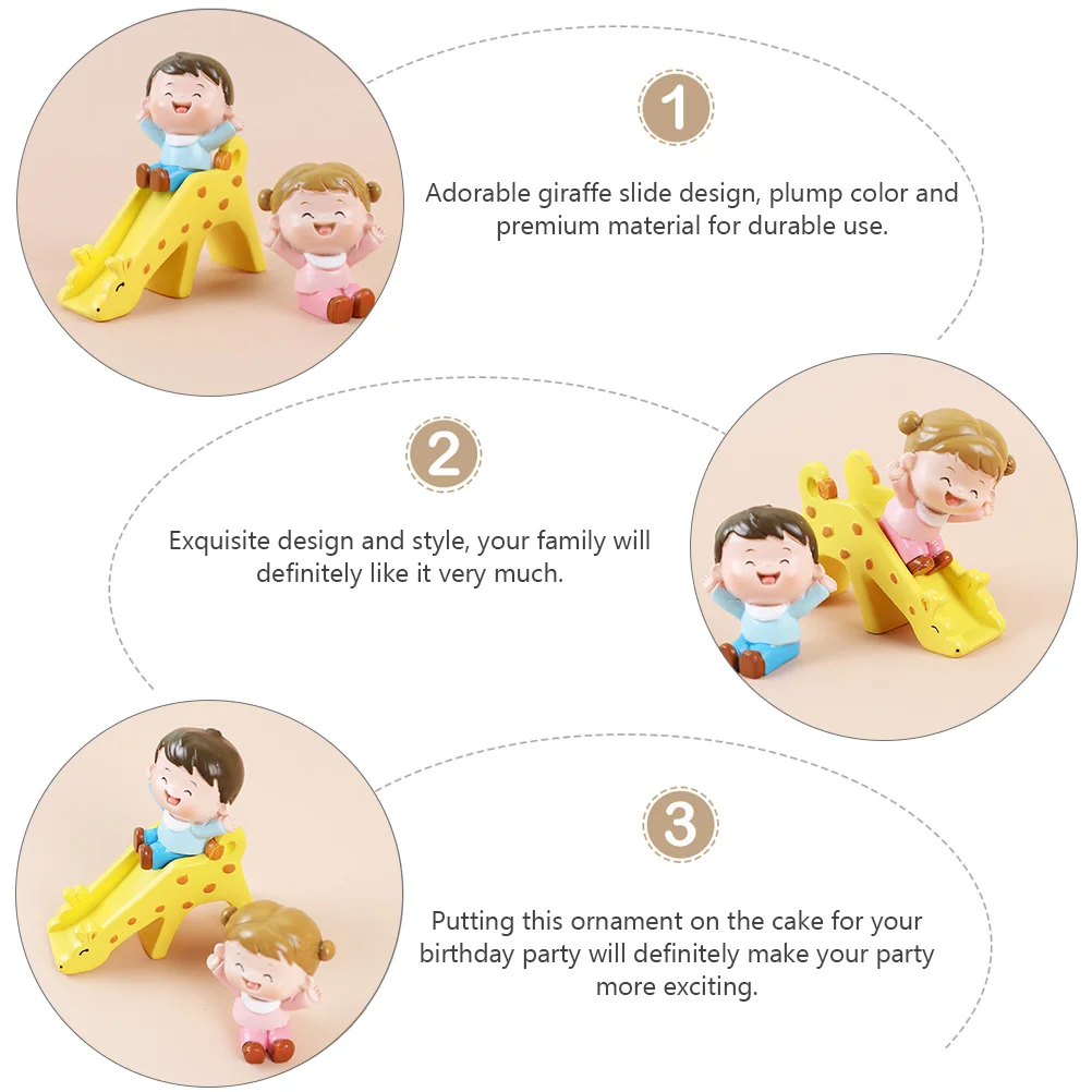 

Adorable Giraffe Slide Ornament Resin Cake Decoration Yellow Small Size Fits All Cakes Home Bedroom Desktop Craft