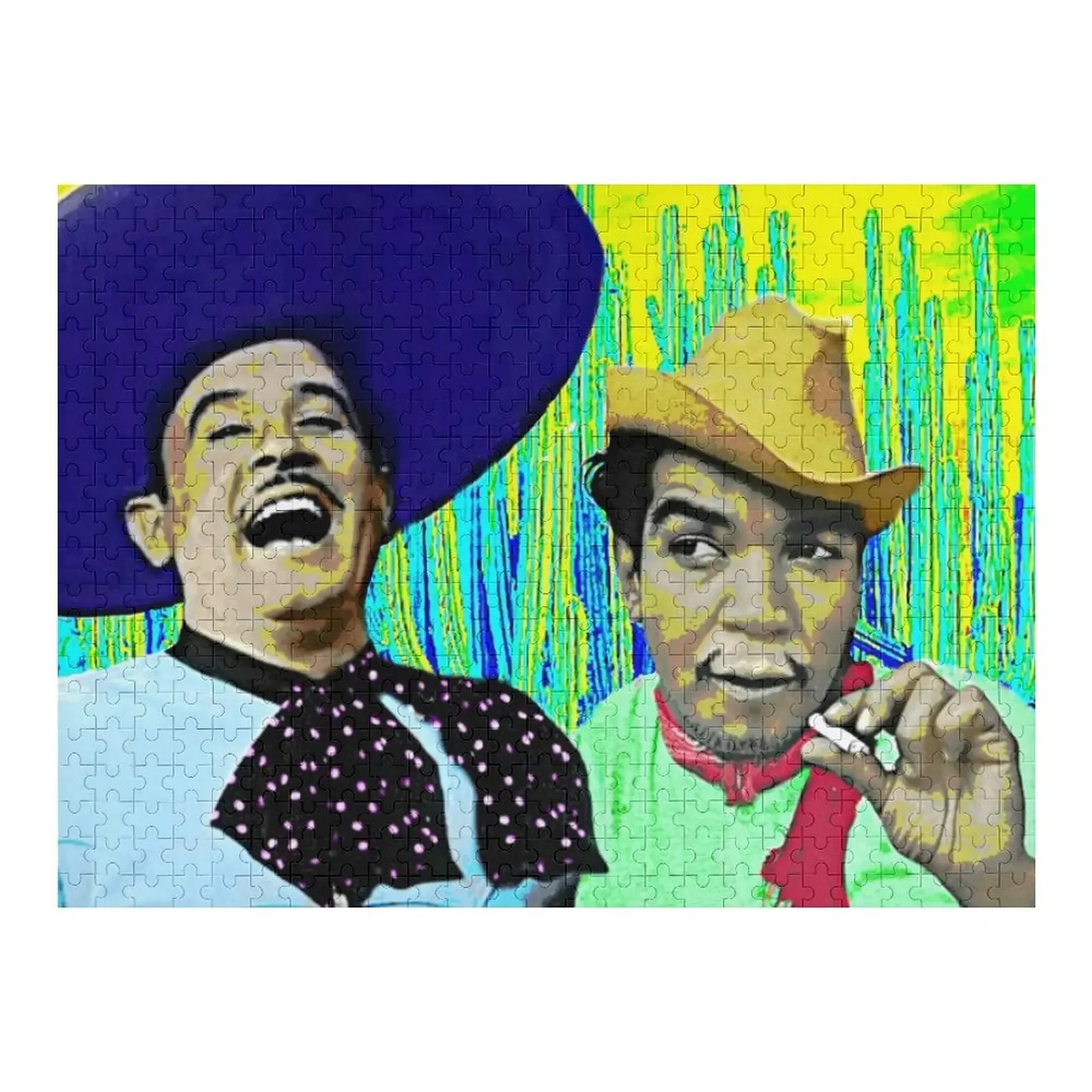 

Pedro Infante y Cantinflas Cantando Mexican Movie Stars of Old Jigsaw Puzzle Wooden Name Puzzle