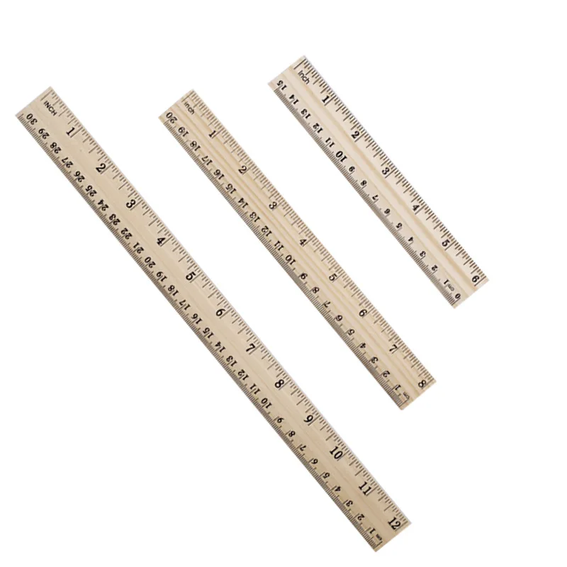 High Quality 15cm 20cm 30cm Wooden Ruler Metric Rule Precision Double Sided Measuring Tool Learning office Stationery