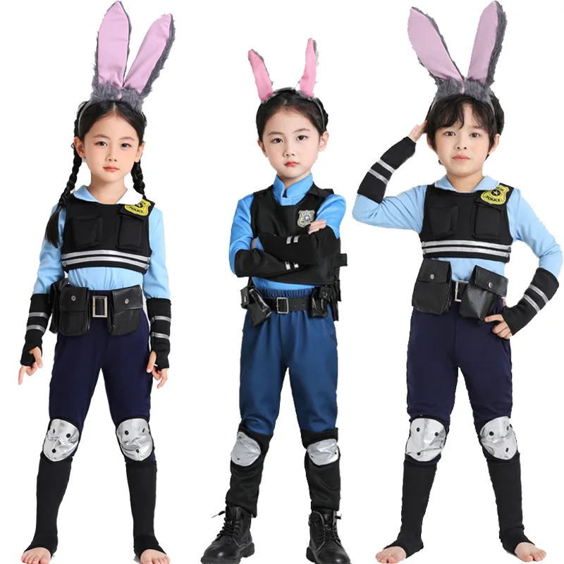Kids Judy Cosplay Anime Fantasia Costume for Boys Girls Uniform Cute Headband Roleplay Outfits Halloween Carnival Party Suits view 6