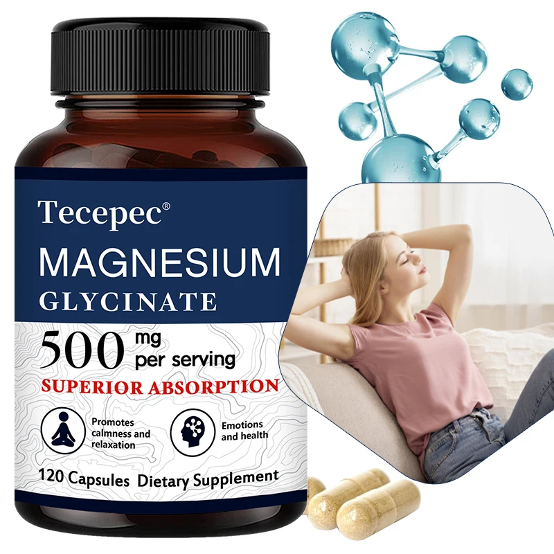 

500mg Magnesium Glycinate, Highly Absorbed, Promotes Sleep, Relieves Stress and Anxiety
