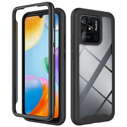 Rugged Armor Shockproof Phone Case For Xiaomi Redmi 10C Soft TPU Frame Hard Plastic Transparent Acrylic Back Cover Fundas