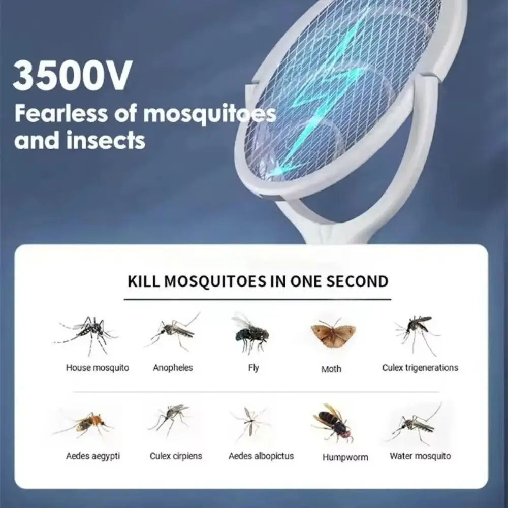 5 In 1 Electric Fly Swatter Racket Rotating Head Repellent Fruit Fly Trap Rechargeable Adjustable Mosquito Swatter Indoor