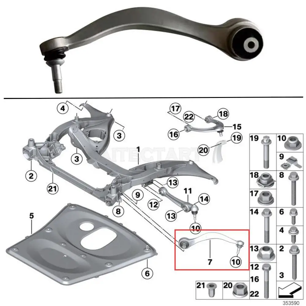 Airsusfat 1x Front Lower Tension Strut Control Arm For BMW M5 M6 F10, OE 31122284975 31122284976 Suspension & Steering Auto Part