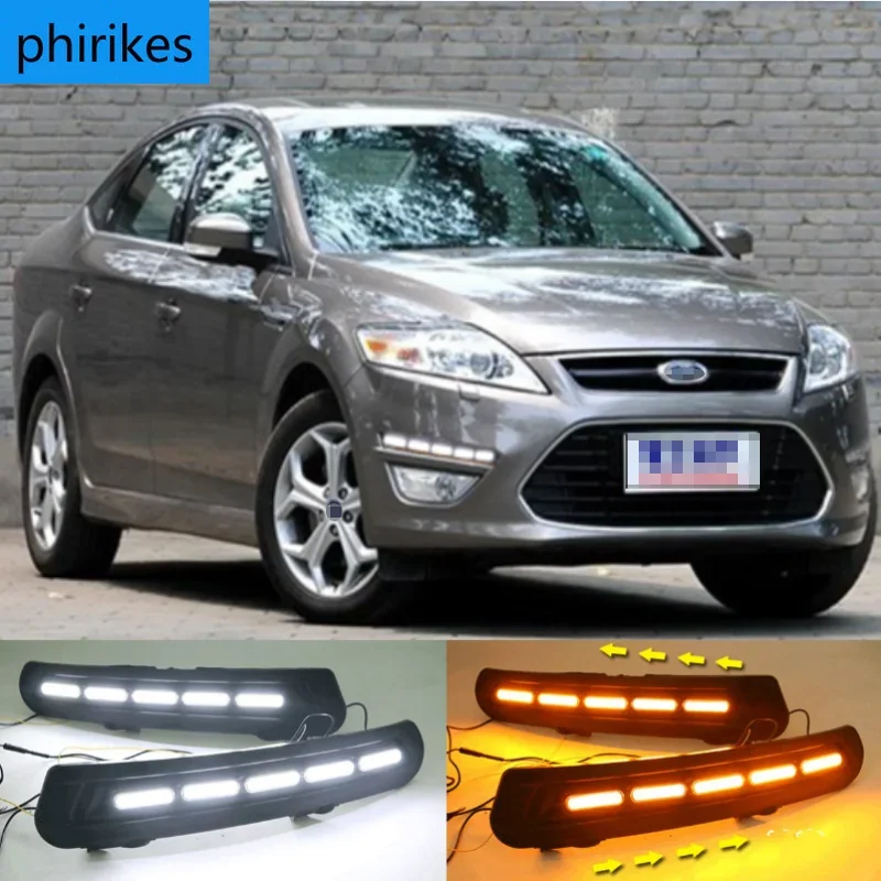 

LED For Ford Mondeo 2011 2012 2013 Driving Daytime Running Light DRL fog lamp 12V Relay Daylight With Turn Yellow Signal