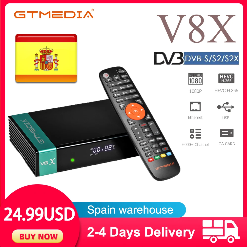 

Приемник GTMEDIA V8X, поддержка Φ/S2/S2X VCM/ACM/multi-stream BISS auto roll Full PowerVu, встроенный 2,4G WIFI, поддержка карт CA