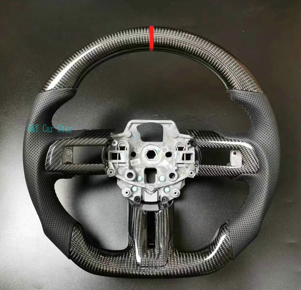 Volante de fibra de carbono personalizado, 100% real, adequado para Ford Mustang 2018-2022 2015-2017