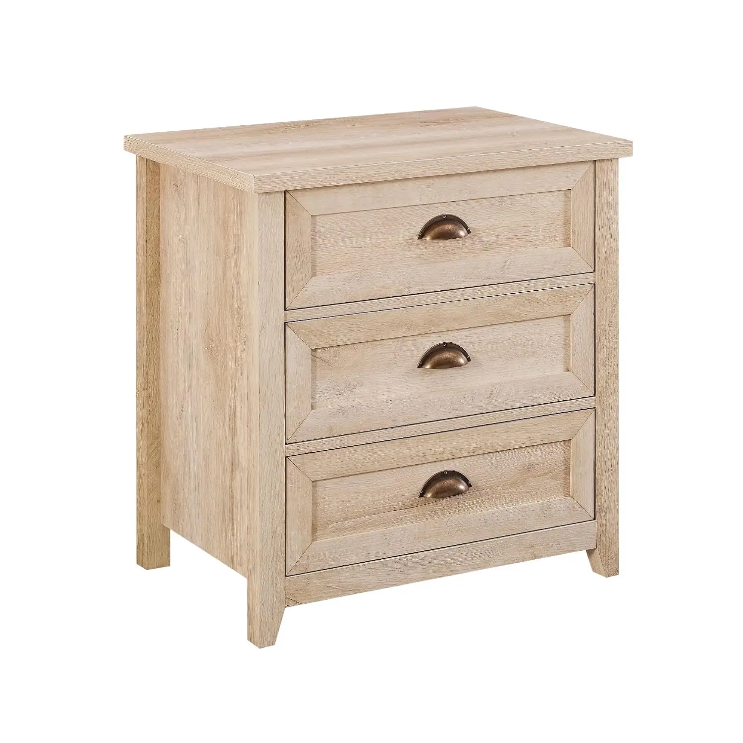 Hazel Modern Farmhouse 3 Drawer Framed Nightstand with Half-Moon Handles 25 Inch White Oak, Customized