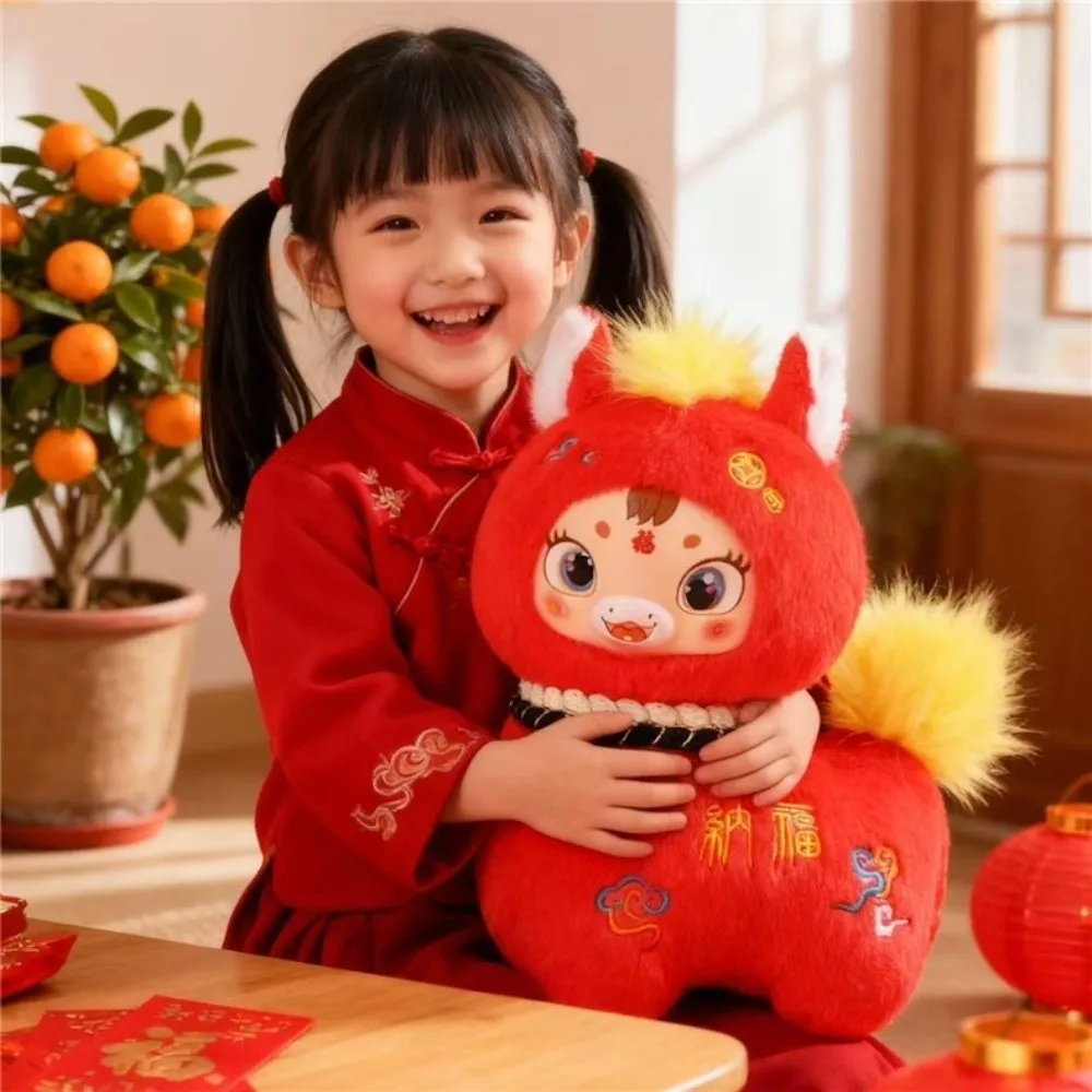 ตุ๊กตาม้าตัวน้อยยืนได้ ขนฟูหางยาว หางม้าพองฟู ทำจากใยฝ้าย PP ขนาด 22/26 ซม. ของขวัญตุ๊กตาม้าการ์ตูน