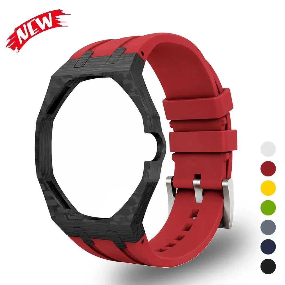 Carbon Fiber Case+Fluororubber Strap for Swatch X AP Royal Pop Pocket Watch Changer To Wristwatch Integrated Modification Kit